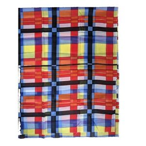 Vintage 1960s Mondrian Style Geometric Primary Color Cotton Blend Fabric 44x76"